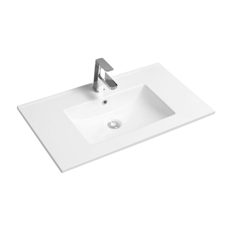Ceramic 81cm Inset Basin with Scooped Bowl - Thin-Edge