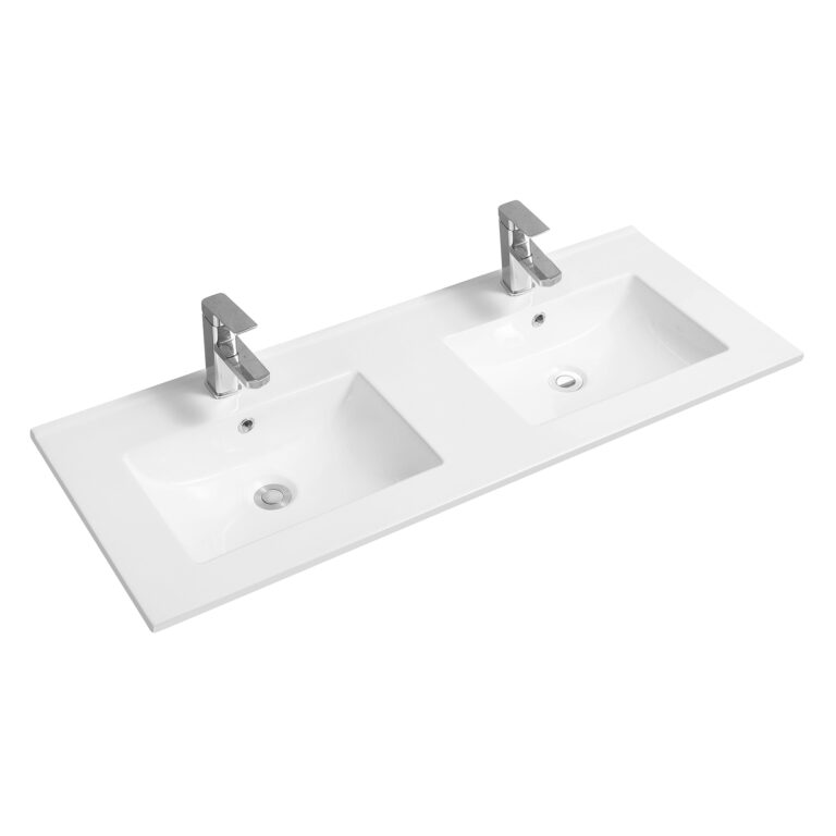 Scooped Bowl with Thin-Edge Ceramic 121cm Double Inset Basin