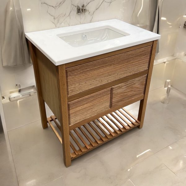 Norton Reeded Oak Vanity Unit | Single Under mounted Basin