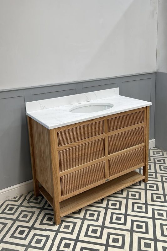Chelmsford Reeded Oak Large Vanity Unit | Single Undermounted Basin