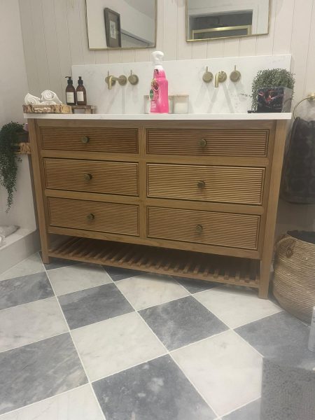 Chelmsford Reeded Oak Large Vanity Unit | Double Undermounted Basin