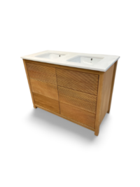 Norton Reeded Oak Chest Vanity Unit | Double Undermounted Basins
