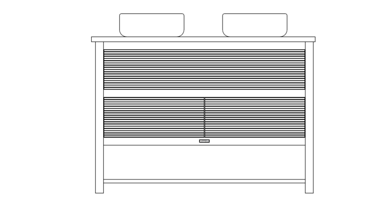NORTON Reeded Oak Large Vanity Unit | Double Countertop Basins