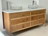 Chelmsford Oak Large Vanity Unit Reeded Drawers with Double Sit On Basins
