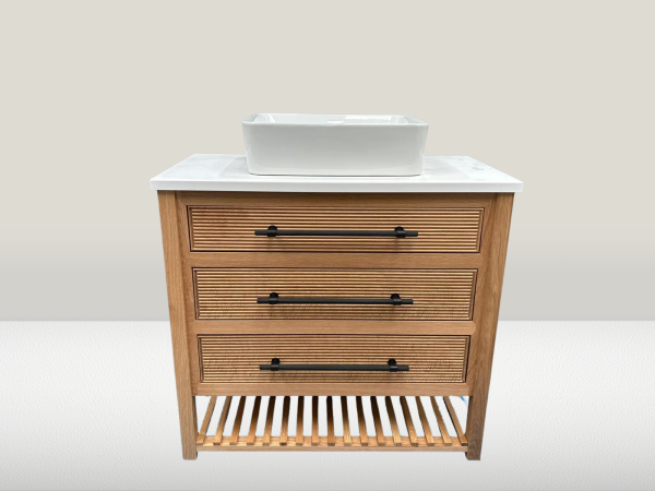 Chelmsford Reeded Oak vanity Vanity | Single sit on basin
