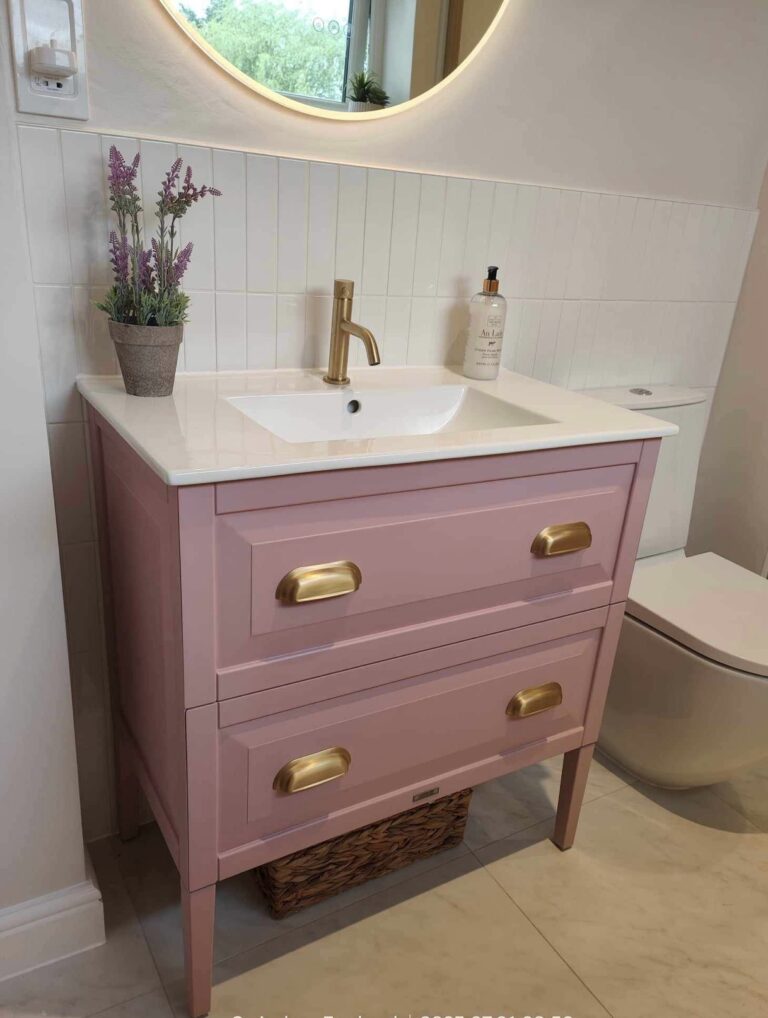Beverly painted vanity unit with inset ceramic basin