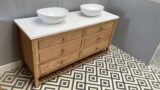 Chelmsford Oak Large Vanity Unit | Double Sit On Basins