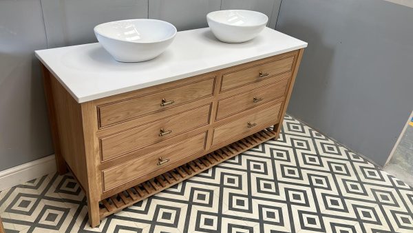 Chelmsford Oak Large Vanity Unit | Double Sit On Basins