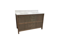 Chelsea Reeded oak large bathroom vanity unit with double undermounted basins