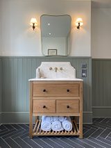 Oak vanity undermount basin