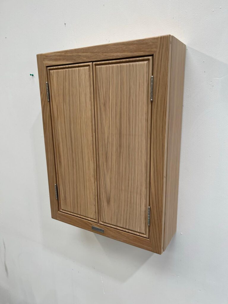 Oak wall-hung bathroom storage cabinet