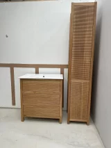 Oak Tall Boy Reeded Doors| Custom Bathroom Storage Unit