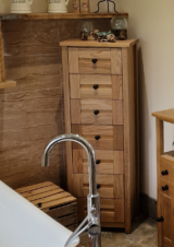 Oak Chest Cabinet | Custom Bathroom Storage Unit