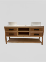Florence Reeded Oak Large Vanity Unit | Double Sit On Basins