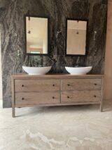 Kensington Oak large vanity unit with double sit on basins