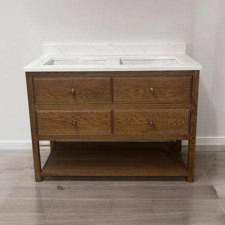 Norton oak vanity unit with double under mounted basins