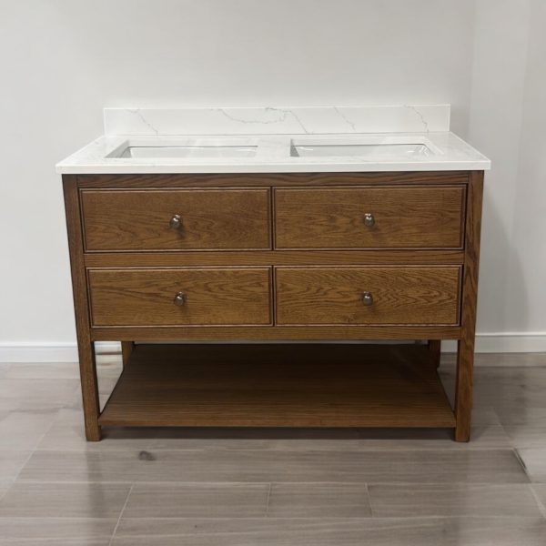 Norton oak vanity unit with double under mounted basins