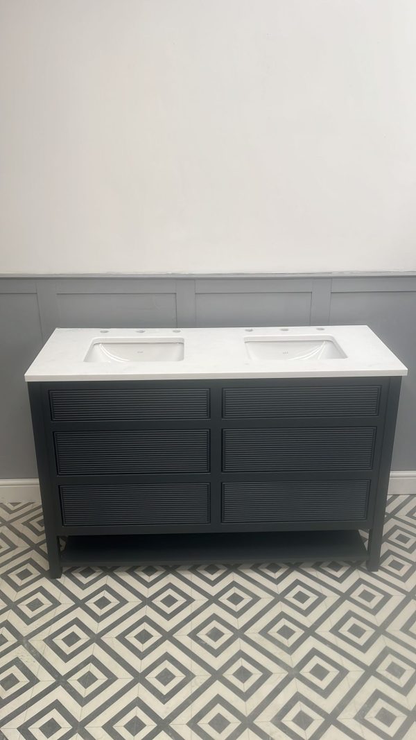 Chelmsford Reeded Painted Large Vanity Unit | Double Undermounted Basin
