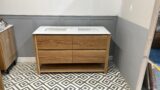 Hayley oak vanity unit with double under mounted basins