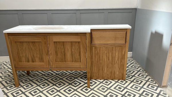 Norton Oak combination vanity / WC unit with under mounted basin. Cabinet with Doors
