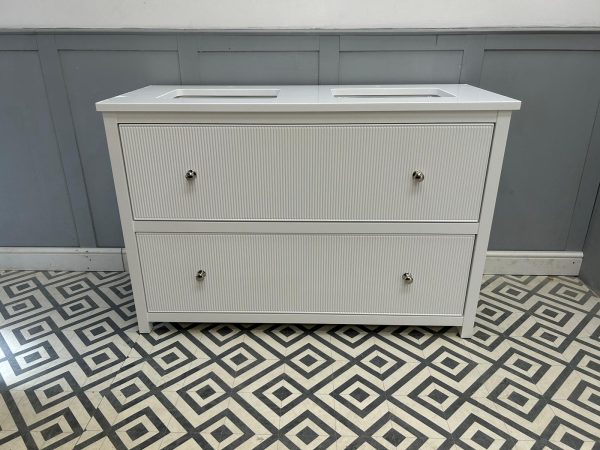 Chelsea Reeded Painted Bathroom Vanity Unit | Double Undermounted Basin