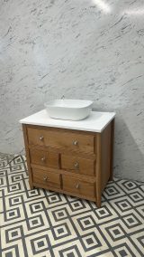Kendal Chest Oak Vanity Unit | Single Sit On Basin