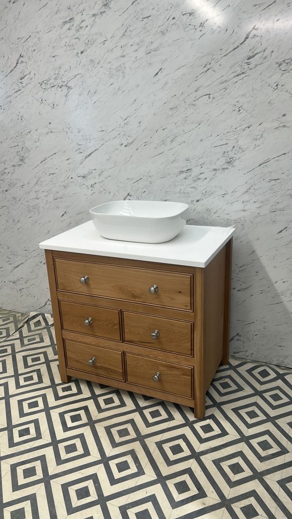 Kendal Chest Oak Vanity Unit | Single Sit On Basin