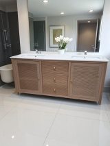 Chelmsford Duo Reeded double vanity unit in oak with undermount Basin
