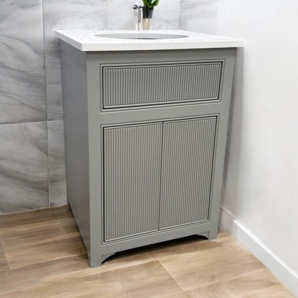 Kendal Reeded Vanity unit with single undermounted basin 600mm - In Stock
