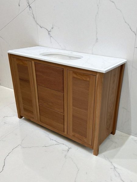 Chelmsford Duo Reeded Oak Vanity Unit | Single Undermounted Basin