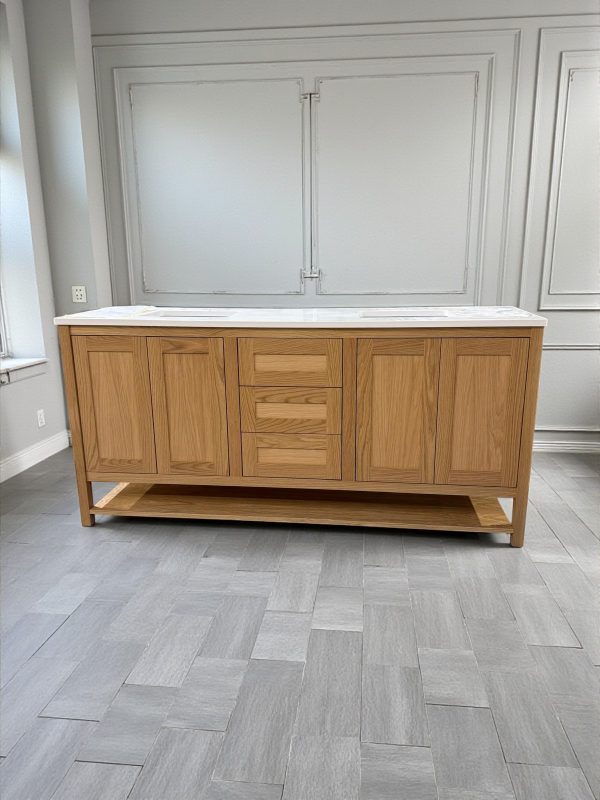 Tiffany double vanity unit in oak with undermount Basin