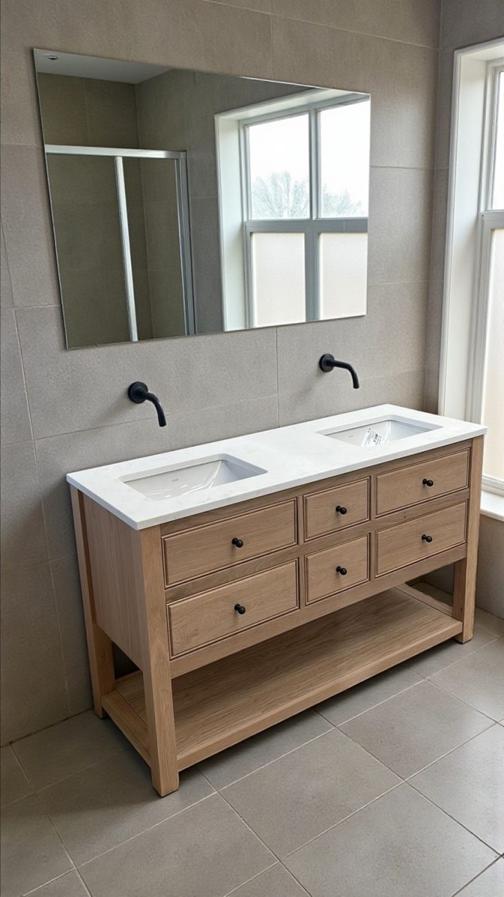 Catania Oak Vanity Unit | Double Undermounted Basin
