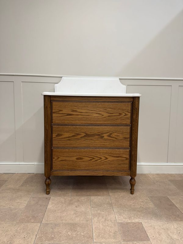 Valencia Chest oak vanity unit with single under mounted basin